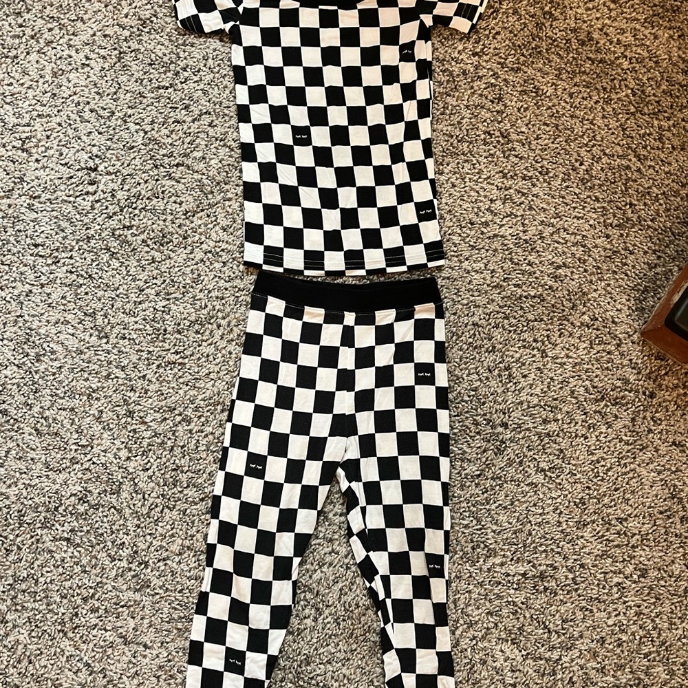 Worn Little Sleepies Checkered Two-Piece Short Sleeve Pajama Set, Size 18-24 m.